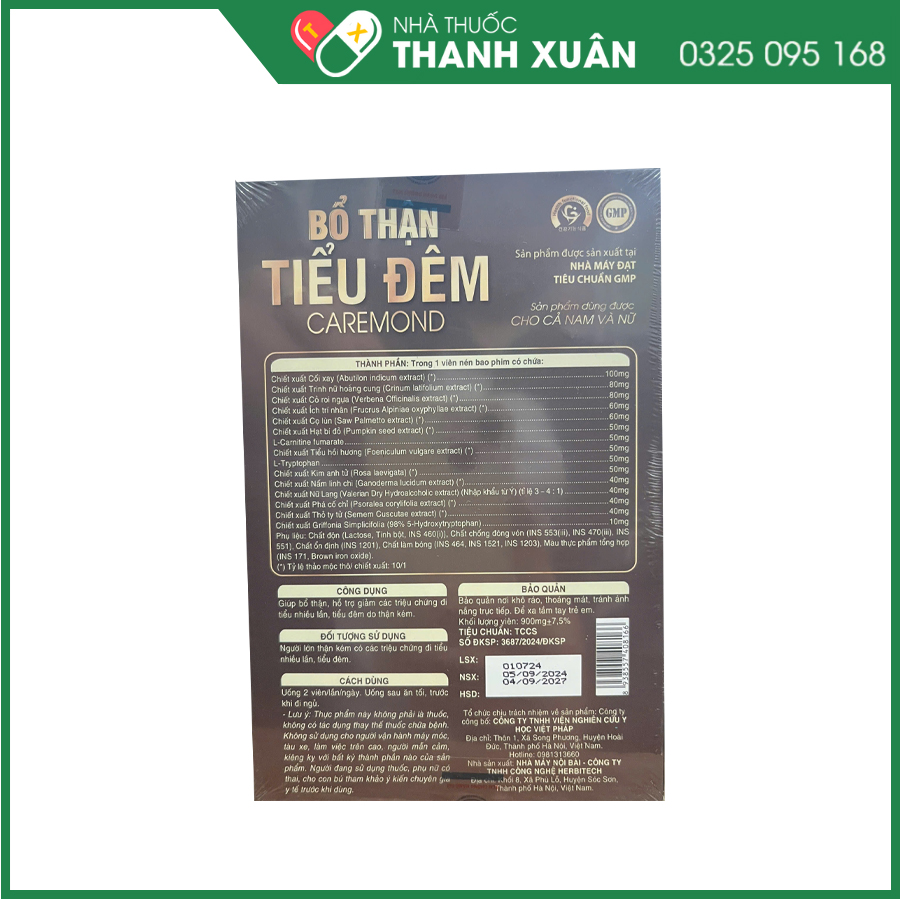 Bổ Thận Tiểu Đêm Caremond giúp hỗ trợ bổ thận, hỗ trợ giảm các triệu chứng đi tiểu nhiều lần, tiểu đêm do thận kém
